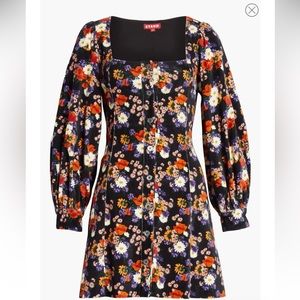 Chandler Floral Velvet Mini Dress in Black